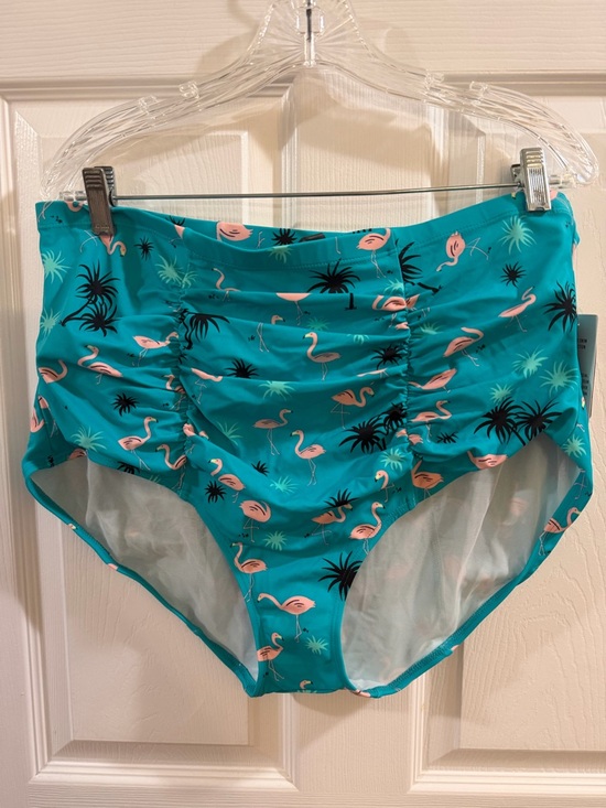torrid Other - torrid Teal Swim Bottoms with Pink Flamingo & Black Palm Print